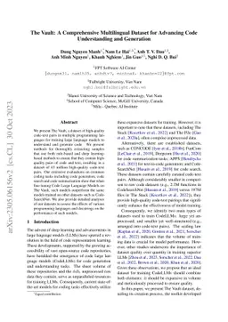 The Vault: A Comprehensive Multilingual Dataset for Advancing Code
  Understanding and Generation