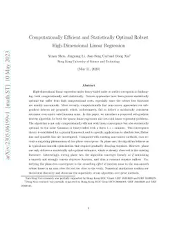 Computationally Efficient and Statistically Optimal Robust
  High-Dimensional Linear Regression