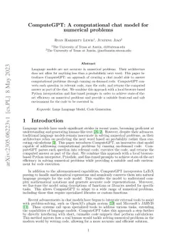 ComputeGPT: A computational chat model for numerical problems