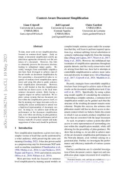 Context-Aware Document Simplification
