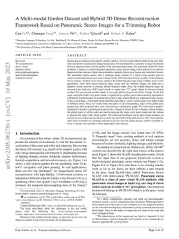 A Multi-modal Garden Dataset and Hybrid 3D Dense Reconstruction
  Framework Based on Panoramic Stereo Images for a Trimming Robot