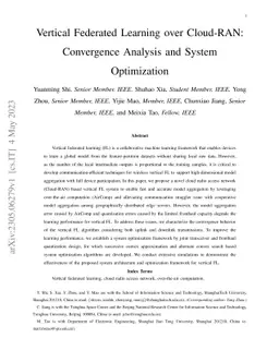 Vertical Federated Learning over Cloud-RAN: Convergence Analysis and
  System Optimization
