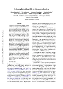 Evaluating Embedding APIs for Information Retrieval