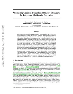 Alternating Gradient Descent and Mixture-of-Experts for Integrated
  Multimodal Perception