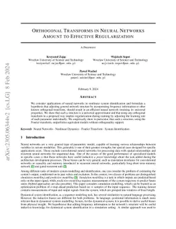 Orthogonal Transforms in Neural Networks Amount to Effective
  Regularization