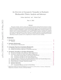 An Overview of Asymptotic Normality in Stochastic Blockmodels: Cluster
  Analysis and Inference