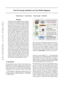 Text-To-Concept (and Back) via Cross-Model Alignment
