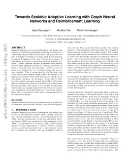 Towards Scalable Adaptive Learning with Graph Neural Networks and
  Reinforcement Learning