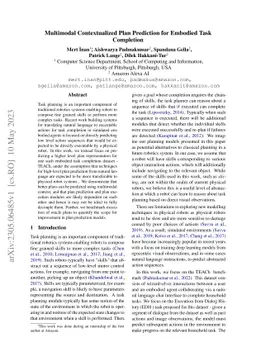 Multimodal Contextualized Plan Prediction for Embodied Task Completion
