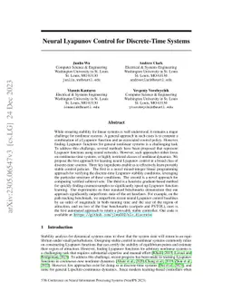 Neural Lyapunov Control for Discrete-Time Systems