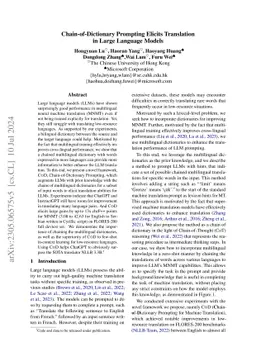 Chain-of-Dictionary Prompting Elicits Translation in Large Language
  Models