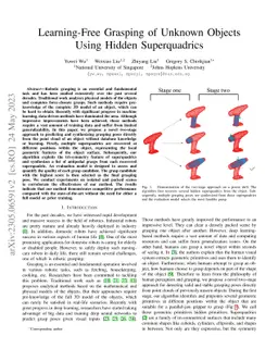 Learning-Free Grasping of Unknown Objects Using Hidden Superquadrics