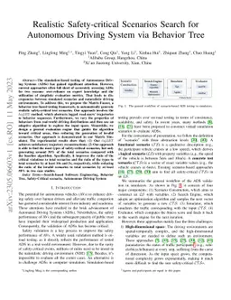 Realistic Safety-critical Scenarios Search for Autonomous Driving System
  via Behavior Tree