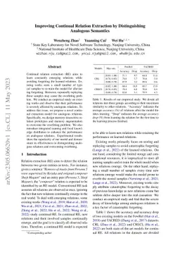 Improving Continual Relation Extraction by Distinguishing Analogous
  Semantics