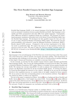 The First Parallel Corpora for Kurdish Sign Language