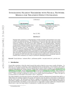 Integrating Nearest Neighbors with Neural Network Models for Treatment
  Effect Estimation