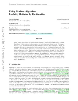 Policy Gradient Algorithms Implicitly Optimize by Continuation