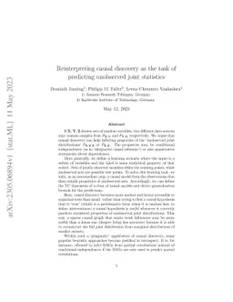 Reinterpreting causal discovery as the task of predicting unobserved
  joint statistics
