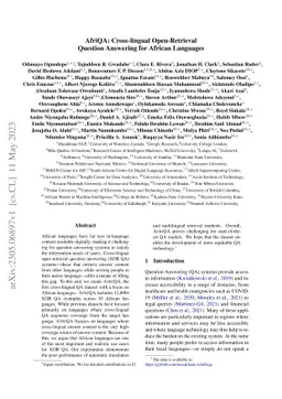 AfriQA: Cross-lingual Open-Retrieval Question Answering for African
  Languages