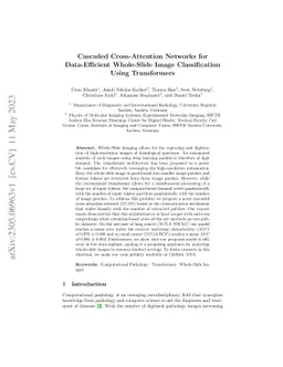 Cascaded Cross-Attention Networks for Data-Efficient Whole-Slide Image
  Classification Using Transformers