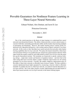 Provable Guarantees for Nonlinear Feature Learning in Three-Layer Neural Networks