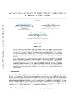 A statistical approach to detect sensitive features in a group fairness
  setting