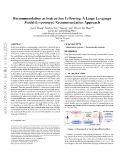 Recommendation as Instruction Following: A Large Language Model
  Empowered Recommendation Approach