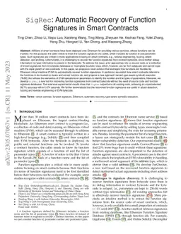 SigRec: Automatic Recovery of Function Signatures in Smart Contracts