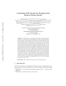 Combining OCR Models for Reading Early Modern Printed Books