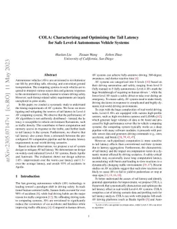 COLA: Characterizing and Optimizing the Tail Latency for Safe Level-4
  Autonomous Vehicle Systems