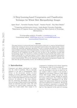 A Deep Learning-based Compression and Classification Technique for Whole
  Slide Histopathology Images