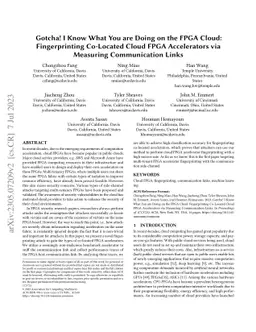 Gotcha! I Know What You are Doing on the FPGA Cloud: Fingerprinting
  Co-Located Cloud FPGA Accelerators via Measuring Communication Links