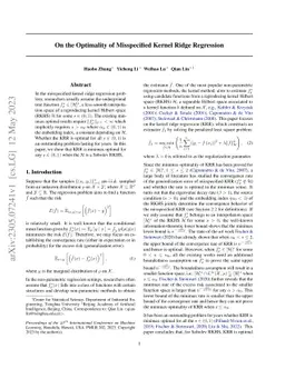 On the Optimality of Misspecified Kernel Ridge Regression