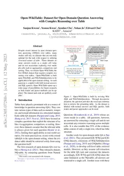 Open-WikiTable: Dataset for Open Domain Question Answering with Complex
  Reasoning over Table