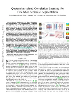 Quaternion-valued Correlation Learning for Few-Shot Semantic
  Segmentation
