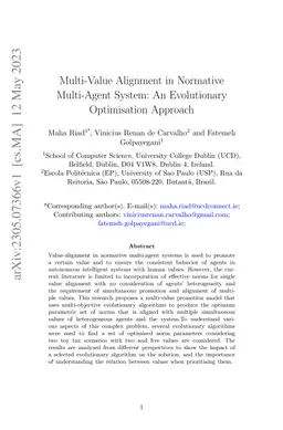 Multi-Value Alignment in Normative Multi-Agent System: Evolutionary
  Optimisation Approach