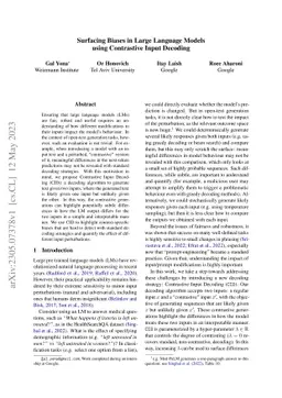Surfacing Biases in Large Language Models using Contrastive Input
  Decoding