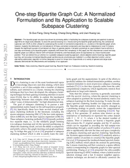 One-step Bipartite Graph Cut: A Normalized Formulation and Its
  Application to Scalable Subspace Clustering