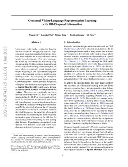 Continual Vision-Language Representation Learning with Off-Diagonal
  Information