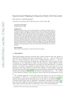 Expertise-based Weighting for Regression Models with Noisy Labels