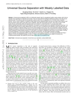 Universal Source Separation with Weakly Labelled Data