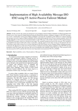 Implementation of High Availability Message ISO 8583 using F5
  Active-Passive Failover Method