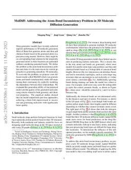 MolDiff: Addressing the Atom-Bond Inconsistency Problem in 3D Molecule
  Diffusion Generation