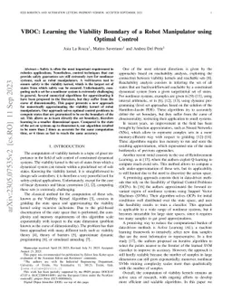 VBOC: Learning the Viability Boundary of a Robot Manipulator using
  Optimal Control