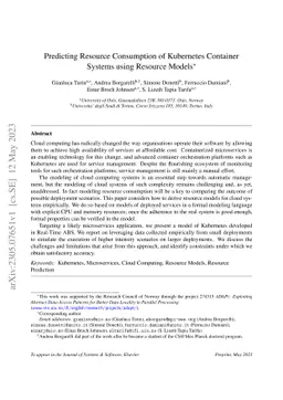 Predicting Resource Consumption of Kubernetes Container Systems using
  Resource Models