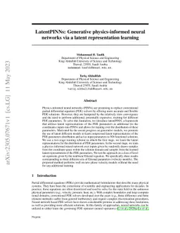 LatentPINNs: Generative physics-informed neural networks via a latent
  representation learning
