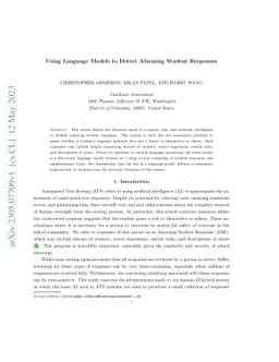 Using Language Models to Detect Alarming Student Responses