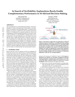 In Search of Verifiability: Explanations Rarely Enable Complementary
  Performance in AI-Advised Decision Making