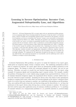 Learning in Inverse Optimization: Incenter Cost, Augmented Suboptimality
  Loss, and Algorithms