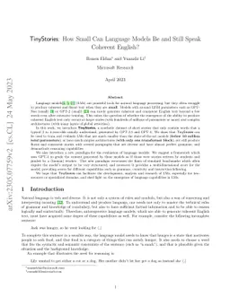 TinyStories: How Small Can Language Models Be and Still Speak Coherent
  English?